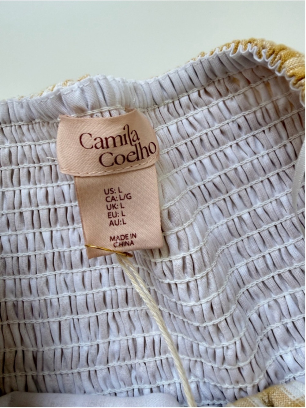 Camila Coelho Linen Blend Cottagecore Halter Gingham Dress size L - Picture 5 of 10